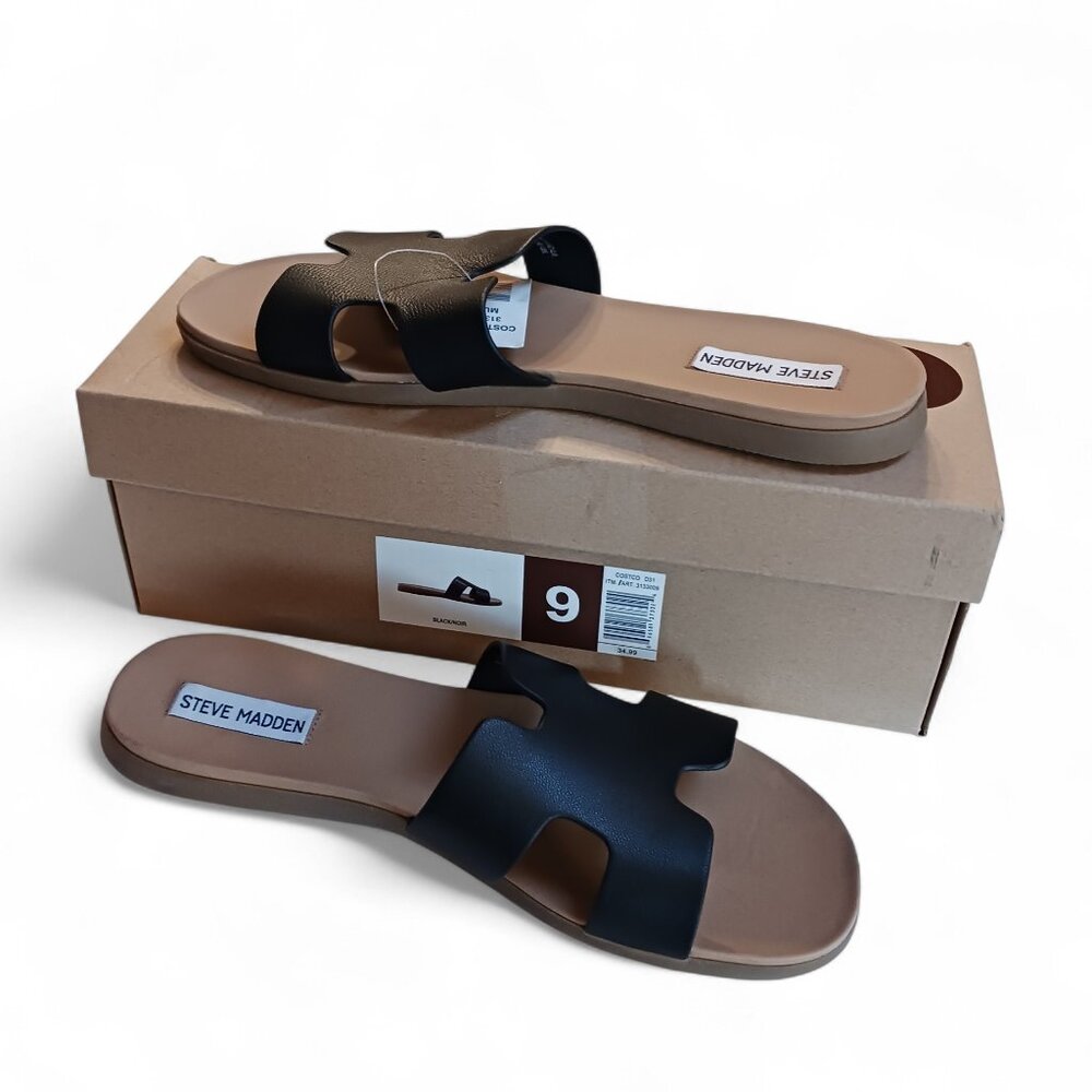 Steve Madden Black Slide Sandals